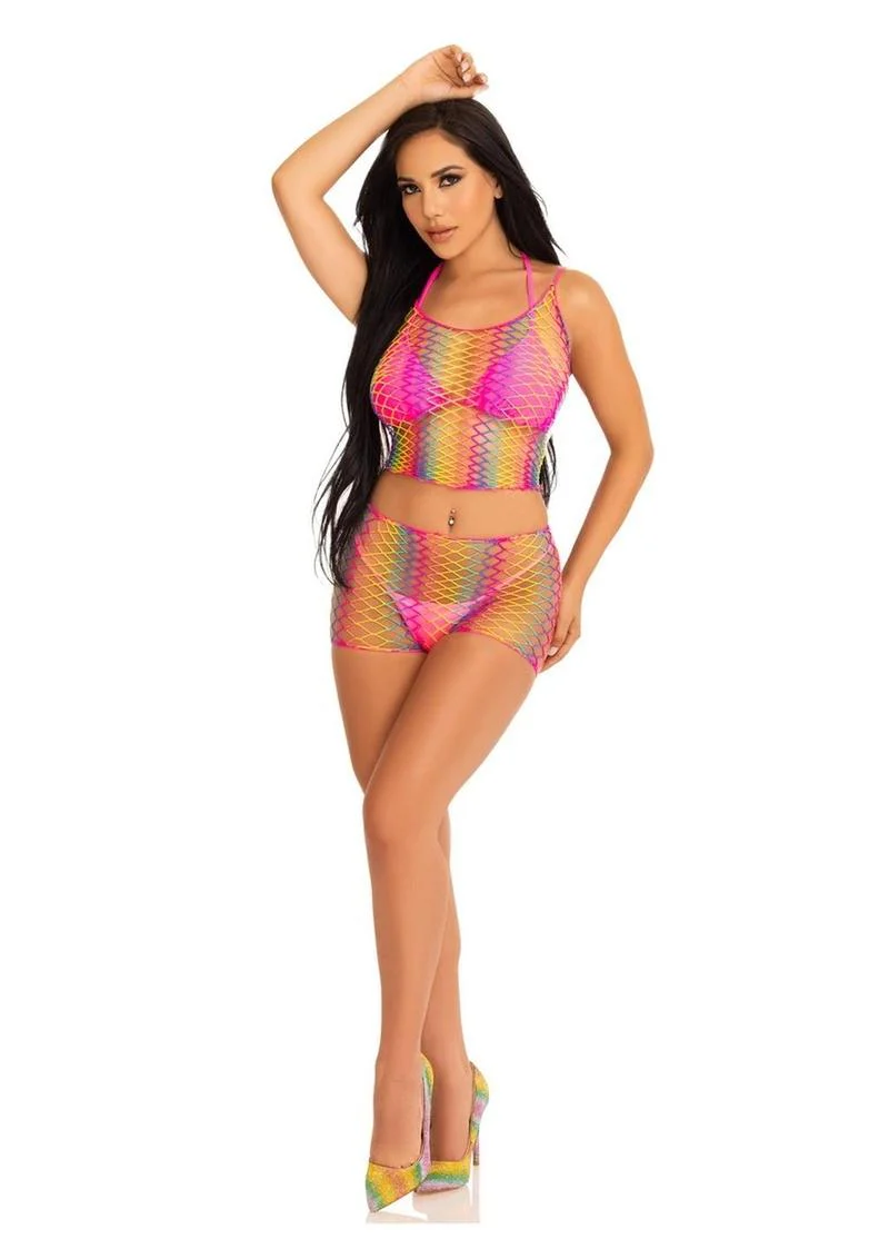 Twist Net Tank Top and Boy Shorts Ombre - Image 4