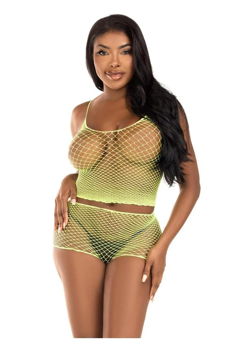 Twist Net Tank Top and Boy Shorts Set - Image 5