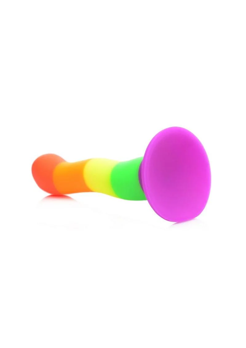 U Strap Proud Rainbow Silicone Dildo with Harness Vibrating Bullet - Image 2