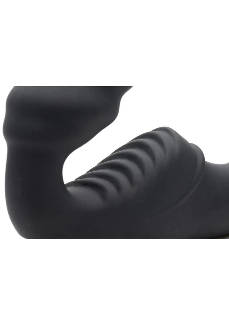 U Strap Slim Rider Ribbed Silicone Rechargeable Strapless Strap-On - Image 2