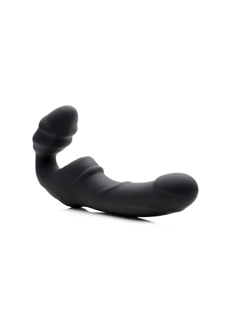 U Strap Slim Rider Ribbed Silicone Rechargeable Strapless Strap-On - Image 3