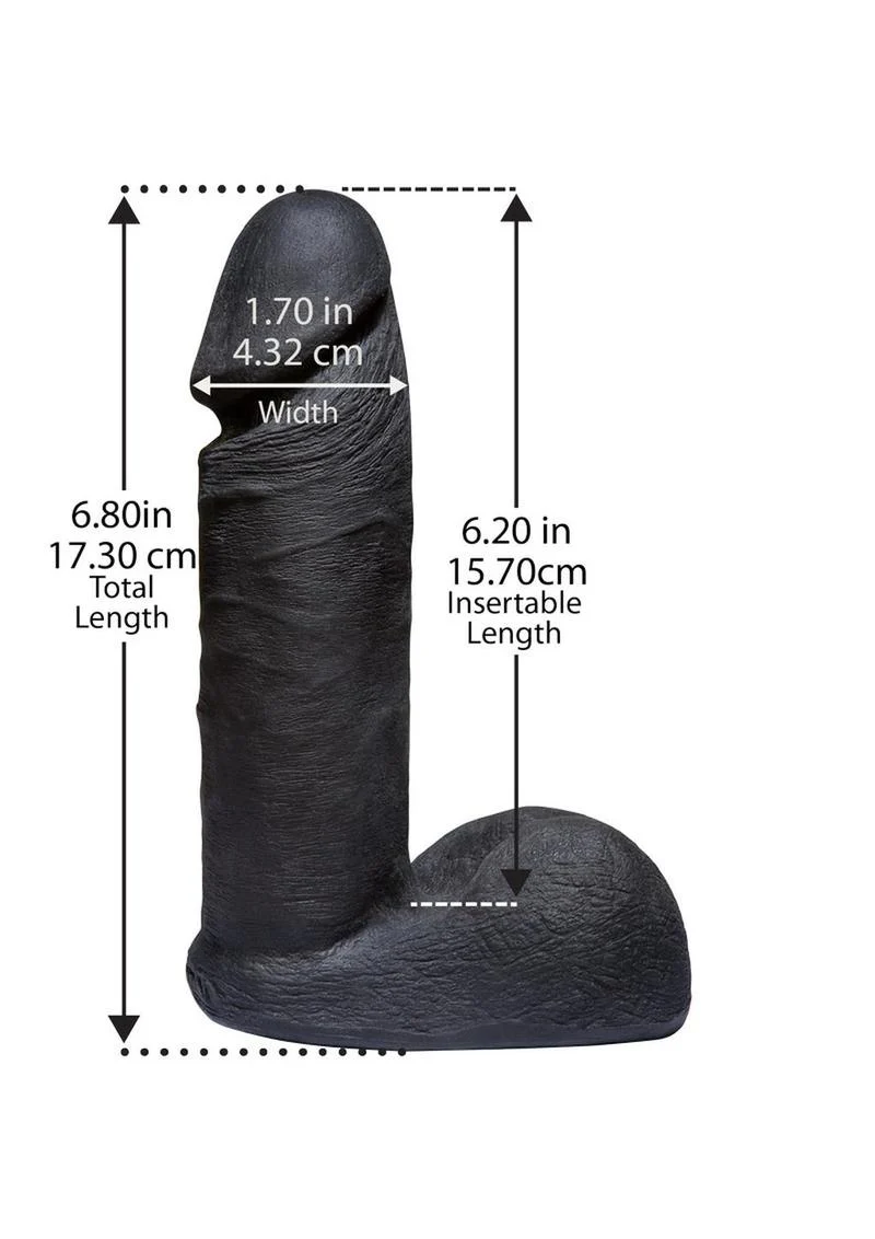 Vac-U-Lock 6in Code Black UR3 Dildo Detail And Harness Compatible - Image 2