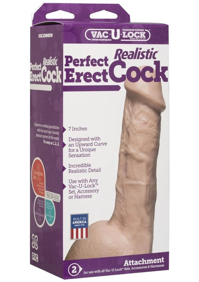 Vac-U-Lock Realistic Perfect Erect Cock 7 Inch Upward Curve - Image 3