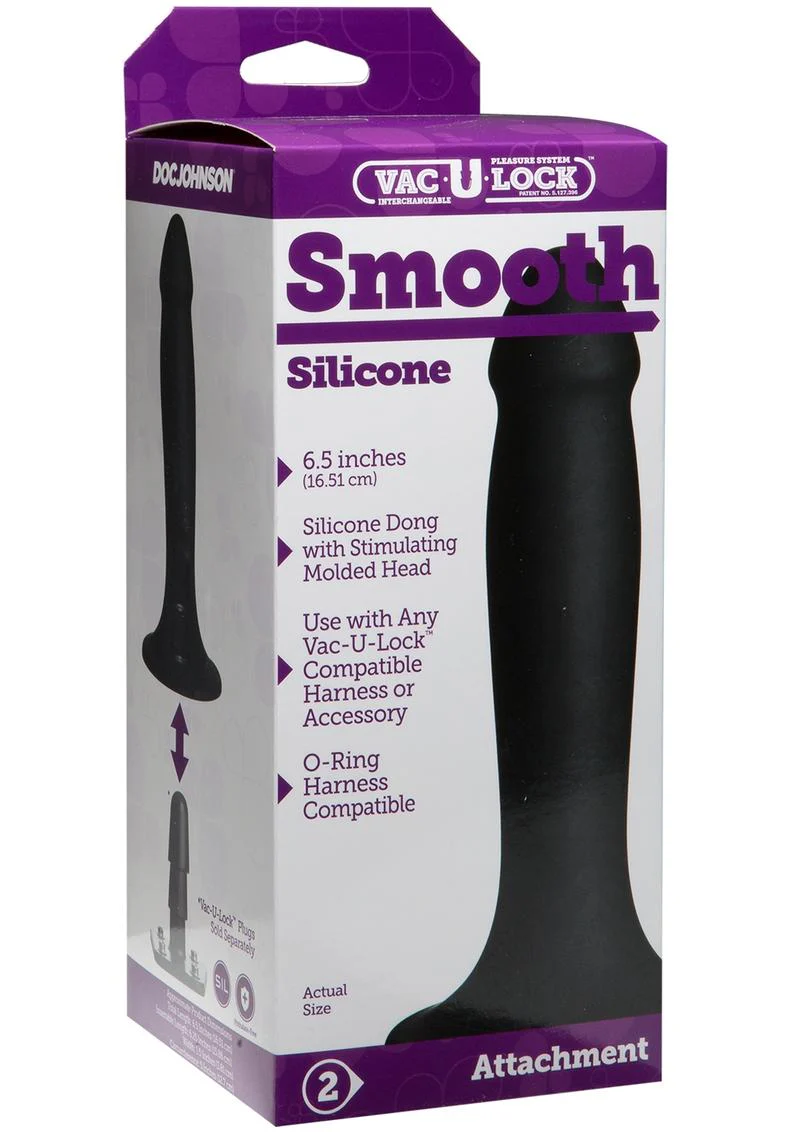 Vac-U-Lock Smooth Silicone Dildo 6.5in Harness Compatible Attachment - Image 2