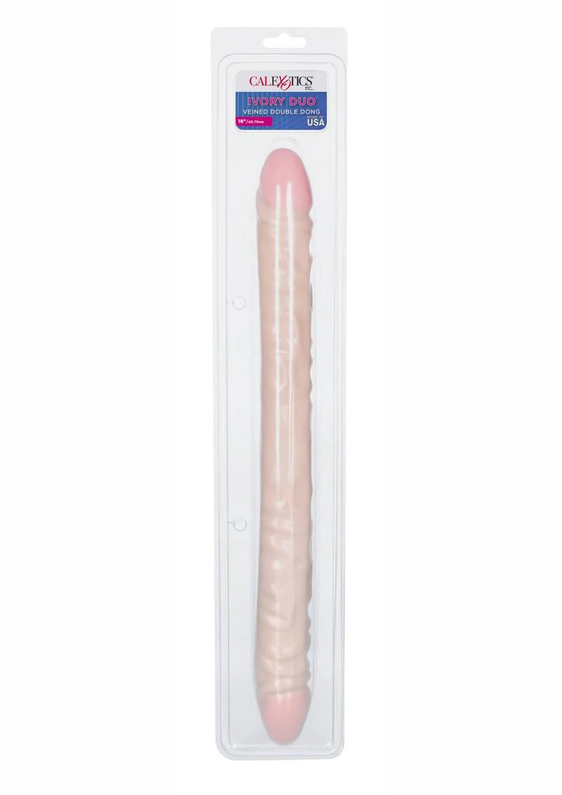 Vanilla Duo Veined Double Dildo - Image 4