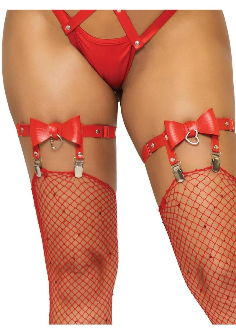 Vegan Leather Thigh High Bow Garter - Image 9