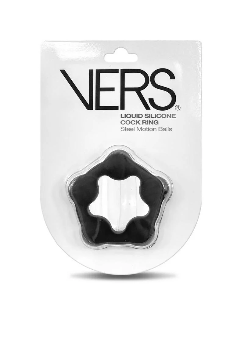 VERS Liquid Silicone Cock Ring With Steel Motion Balls - Image 3