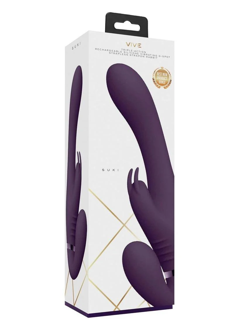Vive Suki Rechargeable Silicone Vibrating Strapless Strap-On Rabbit - Image 8