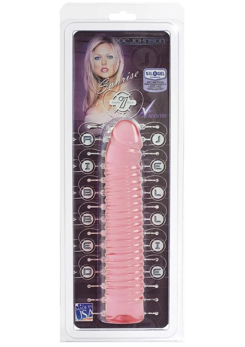 Vivid Sunrise Ribbed Jellie Dildo - Image 2