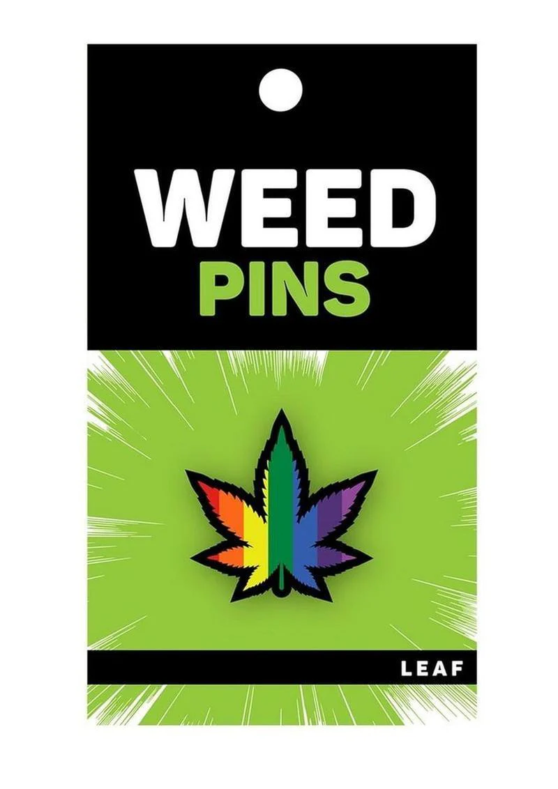 Weed Leaf Rainbow Enamel Pin - Image 2