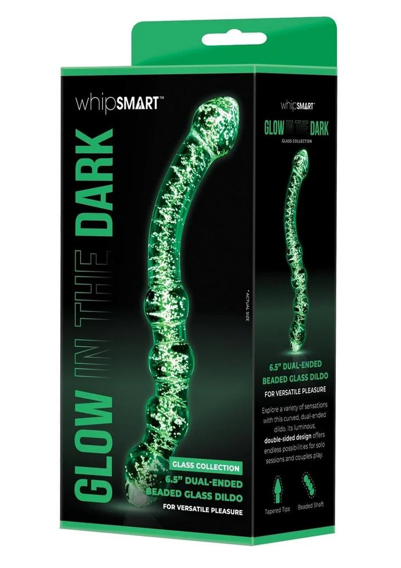 WhipSmart Glow in the Dark Dual Ended Beaded Glass Dildo - Image 3
