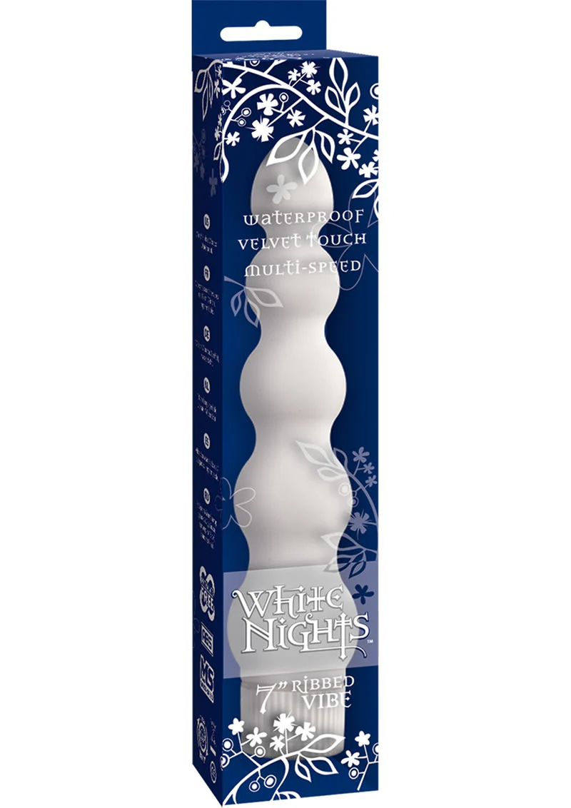 White Nights 7 Ribbed Waterproof Multi Speed Vibrator - Image 2