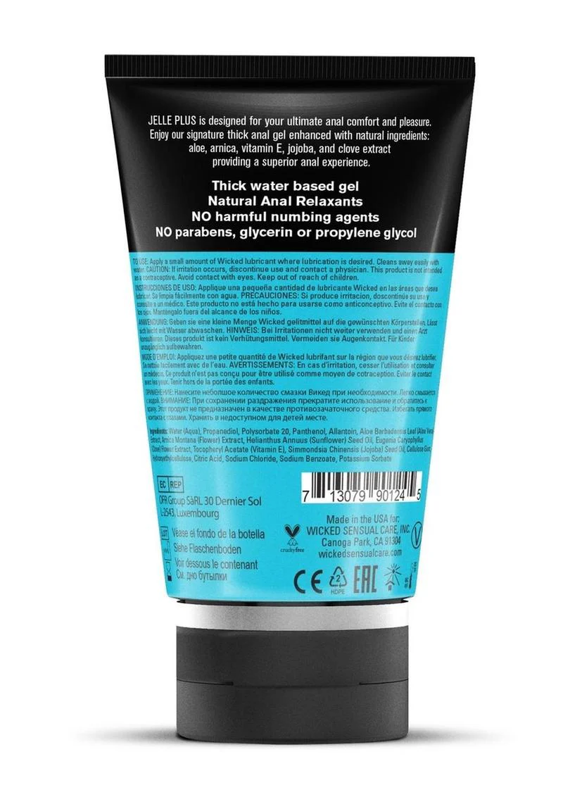 Wicked Jelle Plus Water-Based Anal Lubricant with Relaxants - Image 4