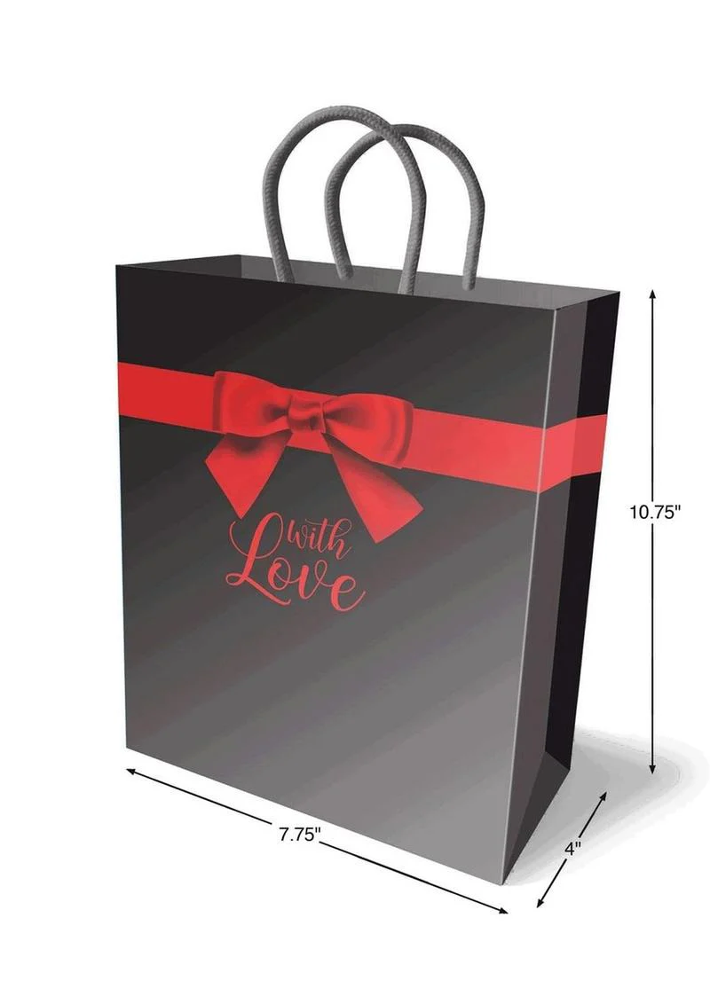 With Love Gift Bag Elegant Black Design With Red Bow - Image 3
