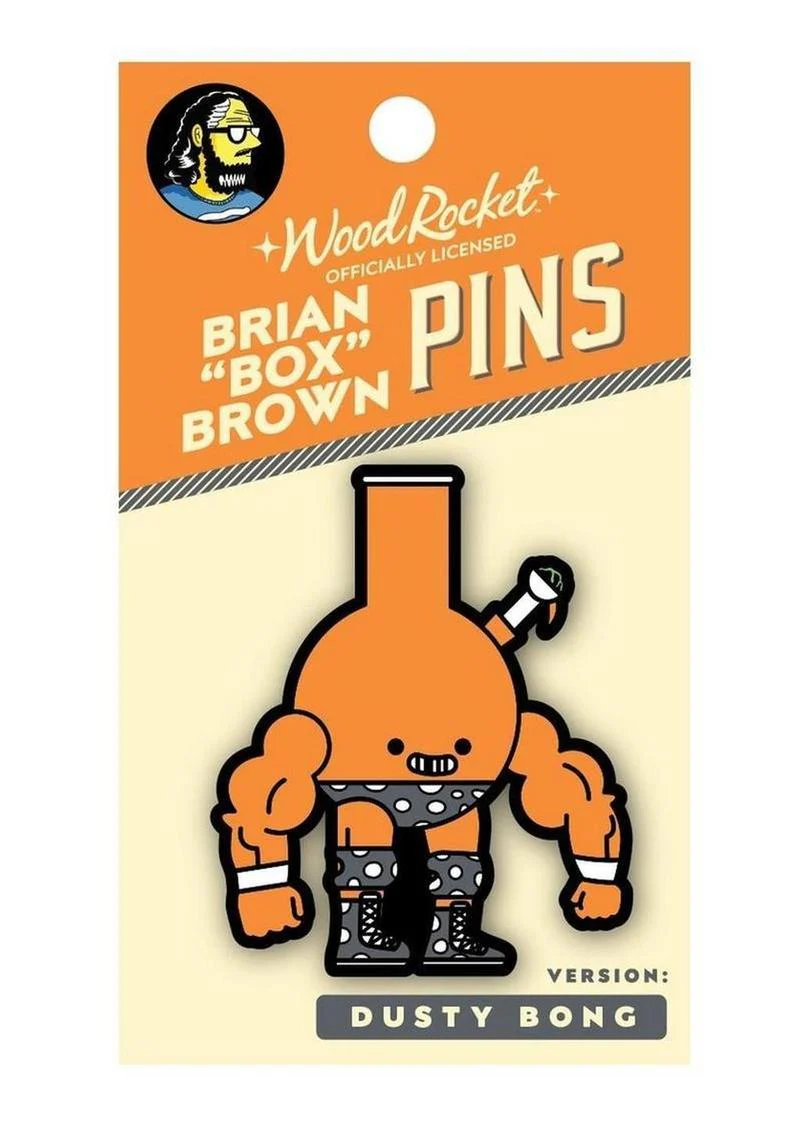 Wood Rocket x Brian Box Brown Enamel Pin - Image 2