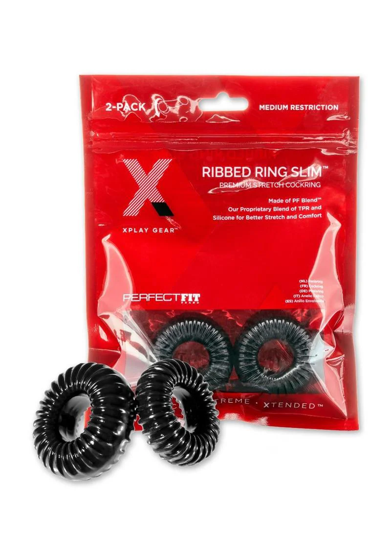 XPlay Ribbed Ring Slim Premium Stretch Cock Ring - Image 2