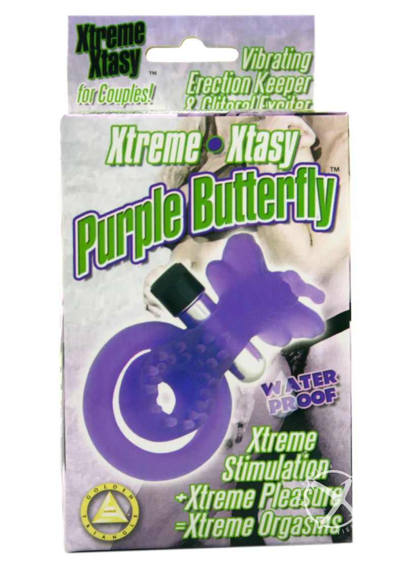 Xtreme Xtasy Purple Butterfly Vibrating Cock Ring - Image 2