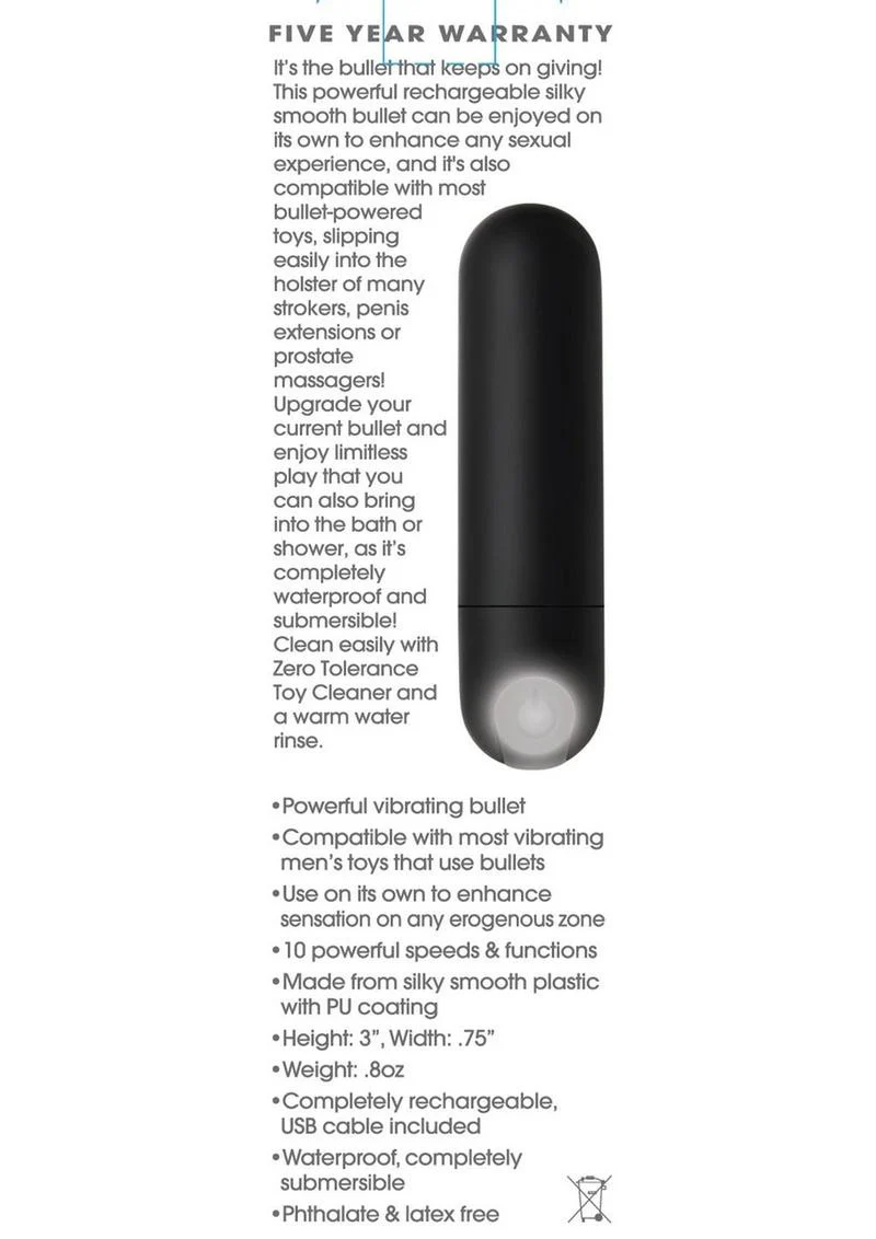 Zero Tolerance All Powerful Rechargeable Bullet - Black - Image 2