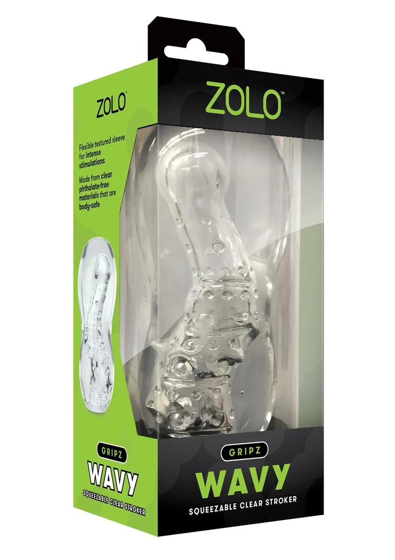Zolo Gripz Wavy Squeezable Clear Stroker - Image 2