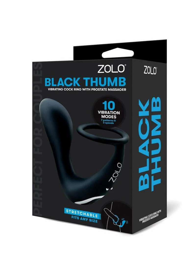 ZOLO Thumb Vibrating Cock Ring with Prostate Massager - Image 3